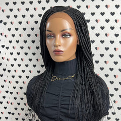 C Cut Cornrows Braided Wig Box Braids Lace Front Wigs Color 1b Black 20 Inches