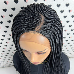 C Cut Cornrows Braided Wig Box Braids Lace Front Wigs Color 1b Black 20 Inches