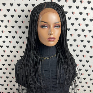 C Cut Cornrows Braided Wig Box Braids Lace Front Wigs Color 1b Black 20 Inches