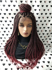 Ombre Box Braids Wig Braided Lace Front Wigs For Black Women Color 1b/bug 26 Inches