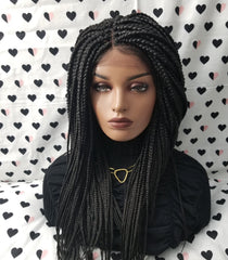 Braided Wig Box Braids Lace Front Wigs For Black Women 1b Black