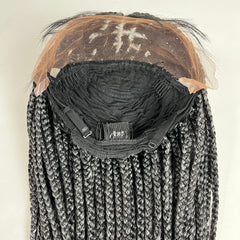 Box Braid Braided Wig For Black Women Handmade Braids Wig Lace Front Wigs Color Black Grey Ombre