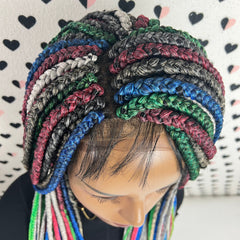MultiColored Box Braided Wigs Lace Closure Frontal Hand Braided Handmade Braidwigs Box Braids Wig Rainbow Color