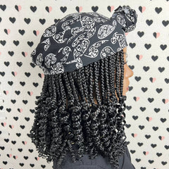 Peluca y bufanda, trenzas de caja rizadas cortas, pelucas de diadema trenzadas hechas a mano para mujeres negras