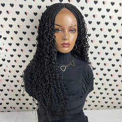 Curly Braided Wig Small Box Braids Lace Frontal Wavy Curls Lace Front Wigs