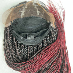 Lace Frontal Box Braids Wig Braided Lace Front Wigs For Black Women Ombre Red