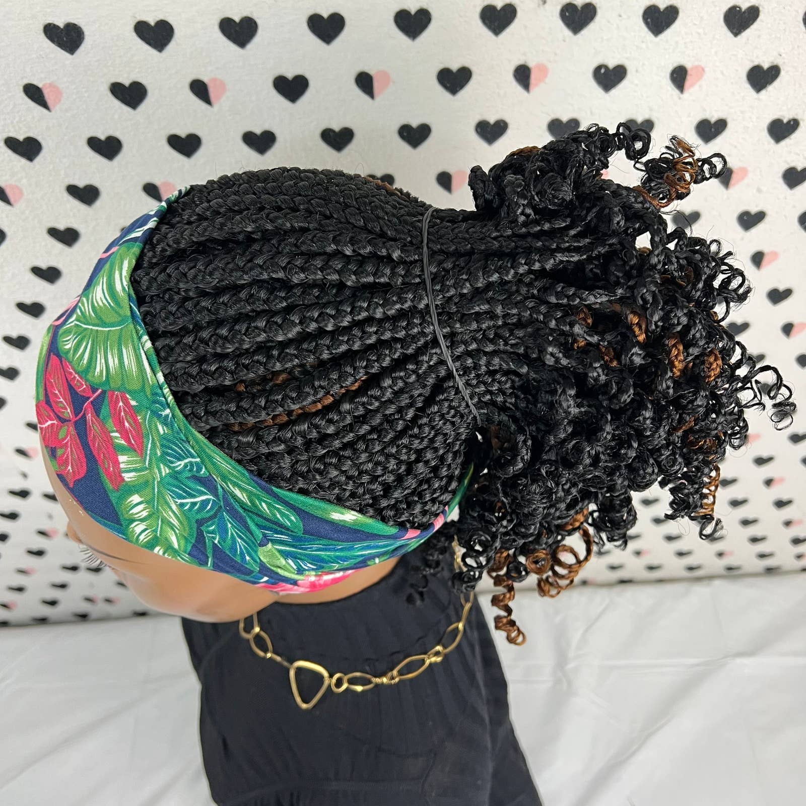 Headband Wig Curly Braided Head Band Box Braids Wigs For Black Women With Curls
