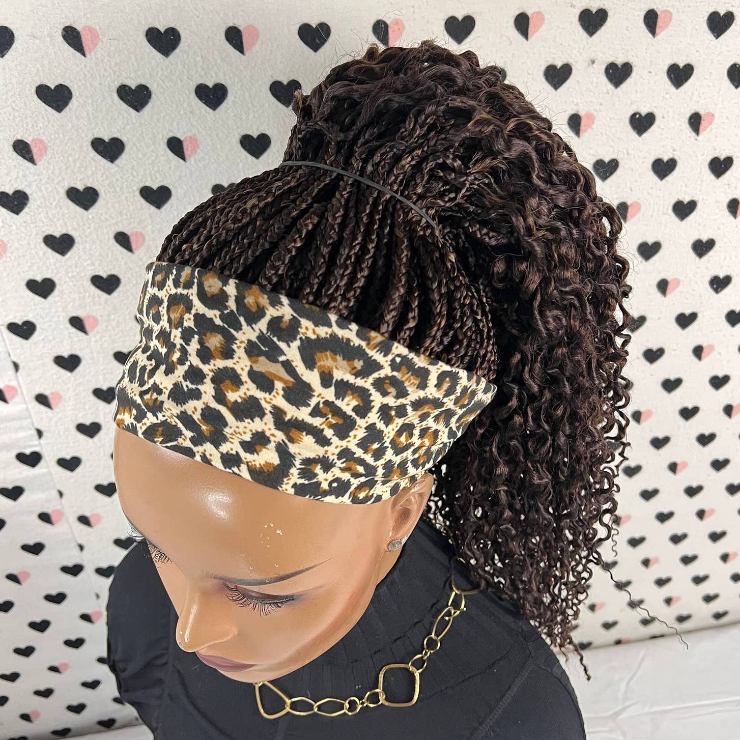 Curly Braids Headband Wig Braided Head Band Wig Medium Braid Box Braids Wigs For Black Women With Wavy Curls