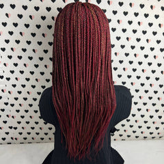 Multi Color Box Braid Braided Braids Lace Front Wigs For Black Women Color Burgundy Red & Gold
