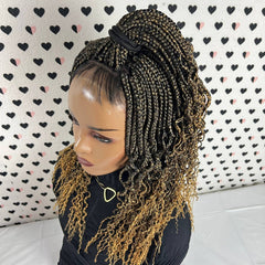 Lace Closure Box Braid Wavy Curls Curly Braids Braided Lace Front Frontal Wig
