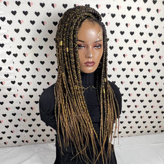 Big Braids Box Braid Braided Wigs For Black Women 13x4 Lace Frontal Wig Ombre 27