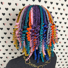 Multicolor Short Curls Curly Box Braids Braided Lace Front Wig For Black Women