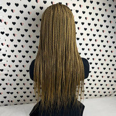 Medium Braids Box Braid Braided Lace Front Wig Golden Blonde Wigs For Black Women
