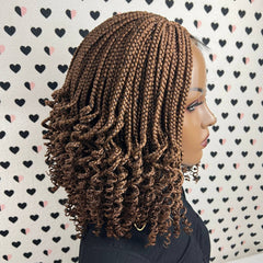Short Curls Curly Box Braids Braided No Part Lace Front Wig For Black Women