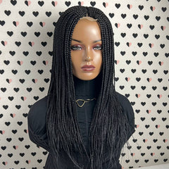 Short Box Braid Braided Wig Braids Lace Front wigs Color 1b Black 18 inches