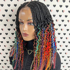 Lace Closure Cornrow Wavy Curls Box Braids sale Braided Curly Wigs For Black Women