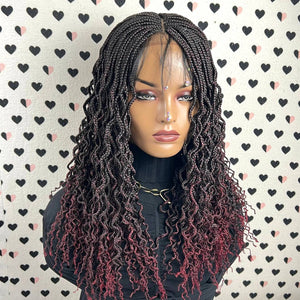 Curly Waves Lace Closure Frontal Braided Lace Wigs Goddess Box Braids Wig Unit
