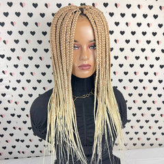 Short Box Braid Braided Wig Braids Lace Front Wigs Color 27/613 Ombre 18 inches