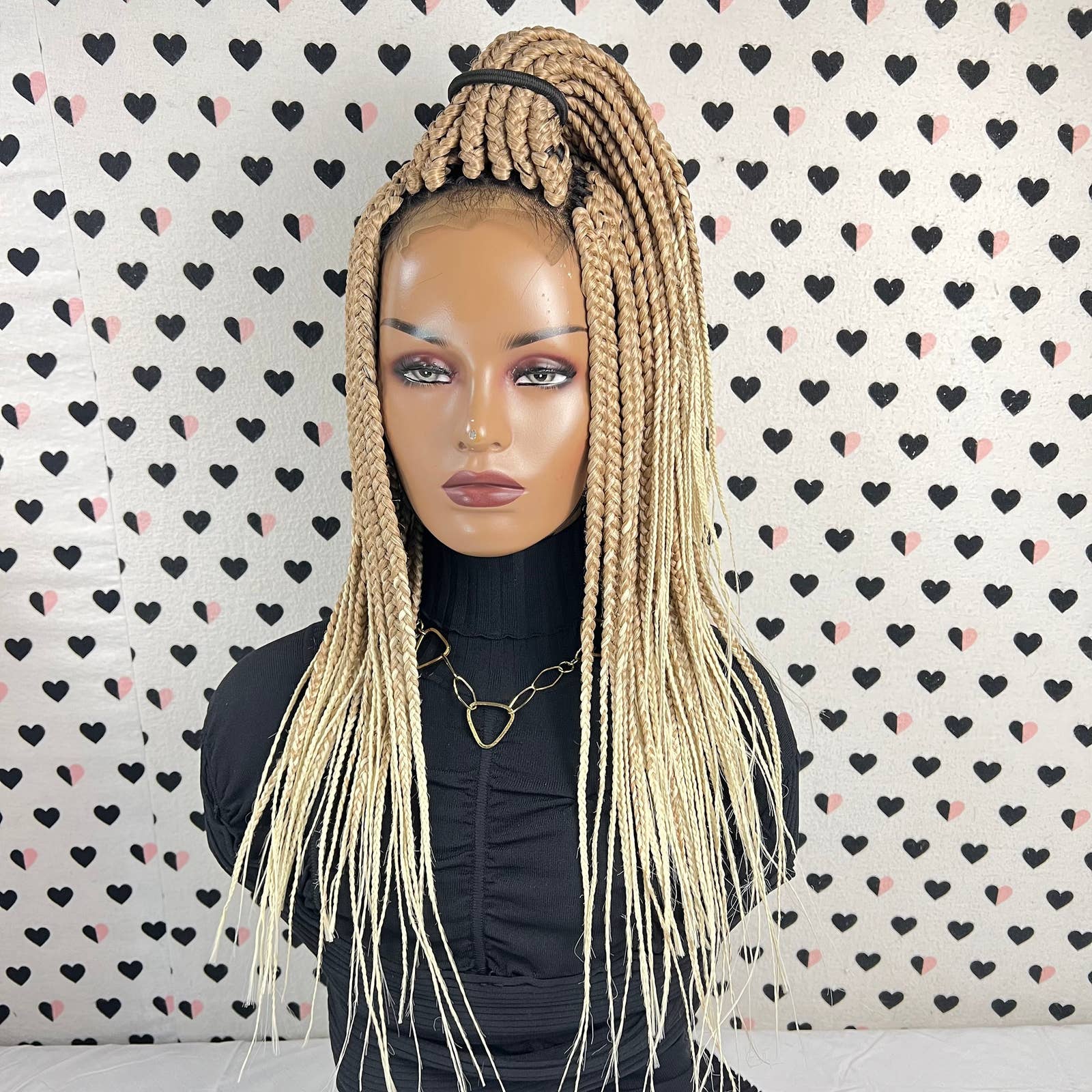 Short Box Braid Braided Wig Braids Lace Front Wigs Color 27/613 Ombre 18 inches