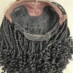 Short Curly Handmade Braids Braided Wigs Box Braid Curls Wigs Color 1b Black