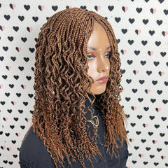 Curly Wavy Curls Lace Closure Frontal Goddess Box Braids Braided Lace Wigs
