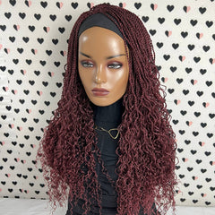 Trenzas rizadas torcidas, peluca con diadema, banda para la cabeza trenzada, pelucas trenzadas pequeñas retorcidas, color rojo