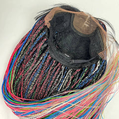 MultiColored Box Braided Wig Lace Closure Frontal Handmade Small Braids Wig