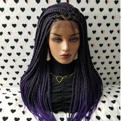 13x4 Caja frontal de encaje Trenzas Peluca Trenzada Pelucas delanteras de encaje Negro Púrpura Ombre