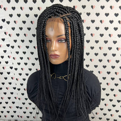 Las trenzas medias frontales de la caja del cordón 13x4 trenzaron las pelucas delanteras del cordón para las mujeres negras