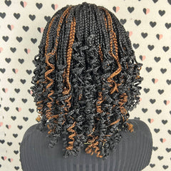 Peluca con diadema trenzada rizada para mujeres negras con rizos