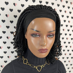 Peluca con diadema trenzada rizada para mujeres negras con rizos