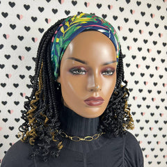 Peluca con diadema, banda para la cabeza trenzada, caja rizada, trenzas y pelucas para mujeres negras con rizos