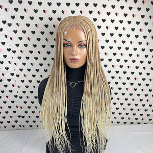 C Cut Cornrow Feedin Box Braids Braided Lace Front Braid wigs Color 613 Ombre