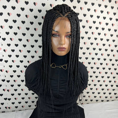 Las trenzas medias frontales de la caja del cordón 13x4 trenzaron las pelucas delanteras del cordón para las mujeres negras