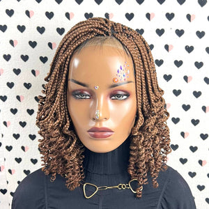 Las trenzas rizadas de la caja de los rizos cortos trenzaron ninguna peluca del frente del cordón de la parte para las mujeres negras