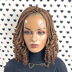Short Curls Curly Box Braids Braided No Part Lace Front Wig For Black Women