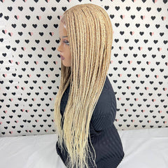 C Cut Cornrow Feedin Box Braids Braided Lace Front Braid wigs Color 613 Ombre