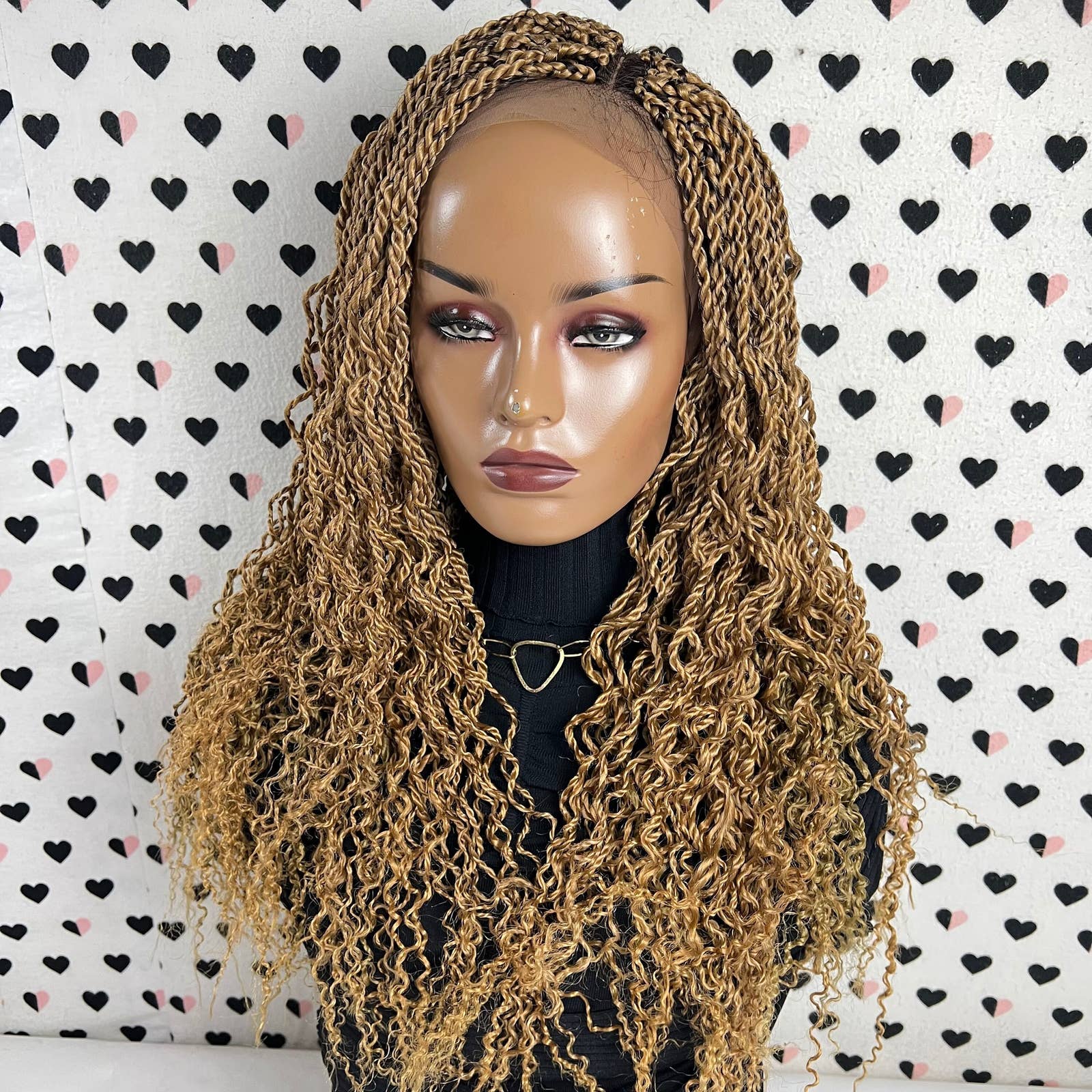 Short Curl Braid Lace Closure Handmade Box Braids Braided Lace Front Wig With  Curly Ends Color 30 -  Canada
