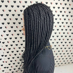 Short Box Braid Braided Wig Braids Lace Front wigs Color 1b Black 14 inches