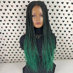 Pelucas trenzadas del frente del cordón de la peluca trenzada de las trenzas de la caja verde del cordón 13x4 para las mujeres negras