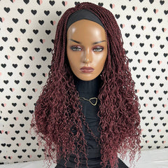 Trenzas rizadas torcidas, peluca con diadema, banda para la cabeza trenzada, pelucas trenzadas pequeñas retorcidas, color rojo