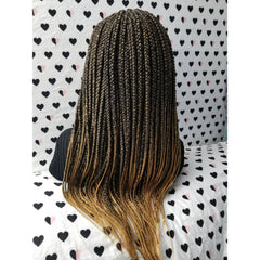 Peluca trenzada con caja frontal de encaje 13x4 para mujeres negras 1b/27