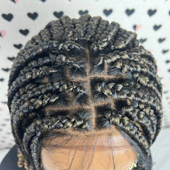 Peluca trenzada hecha a mano del frente del cordón de la trenza hecha a mano frontal del cordón 13x4 con los rizos 27 Ombre