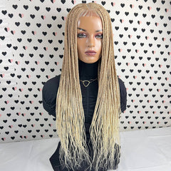 C Cut Cornrow Feedin Box Braids Braided Lace Front Braid wigs Color 613 Ombre