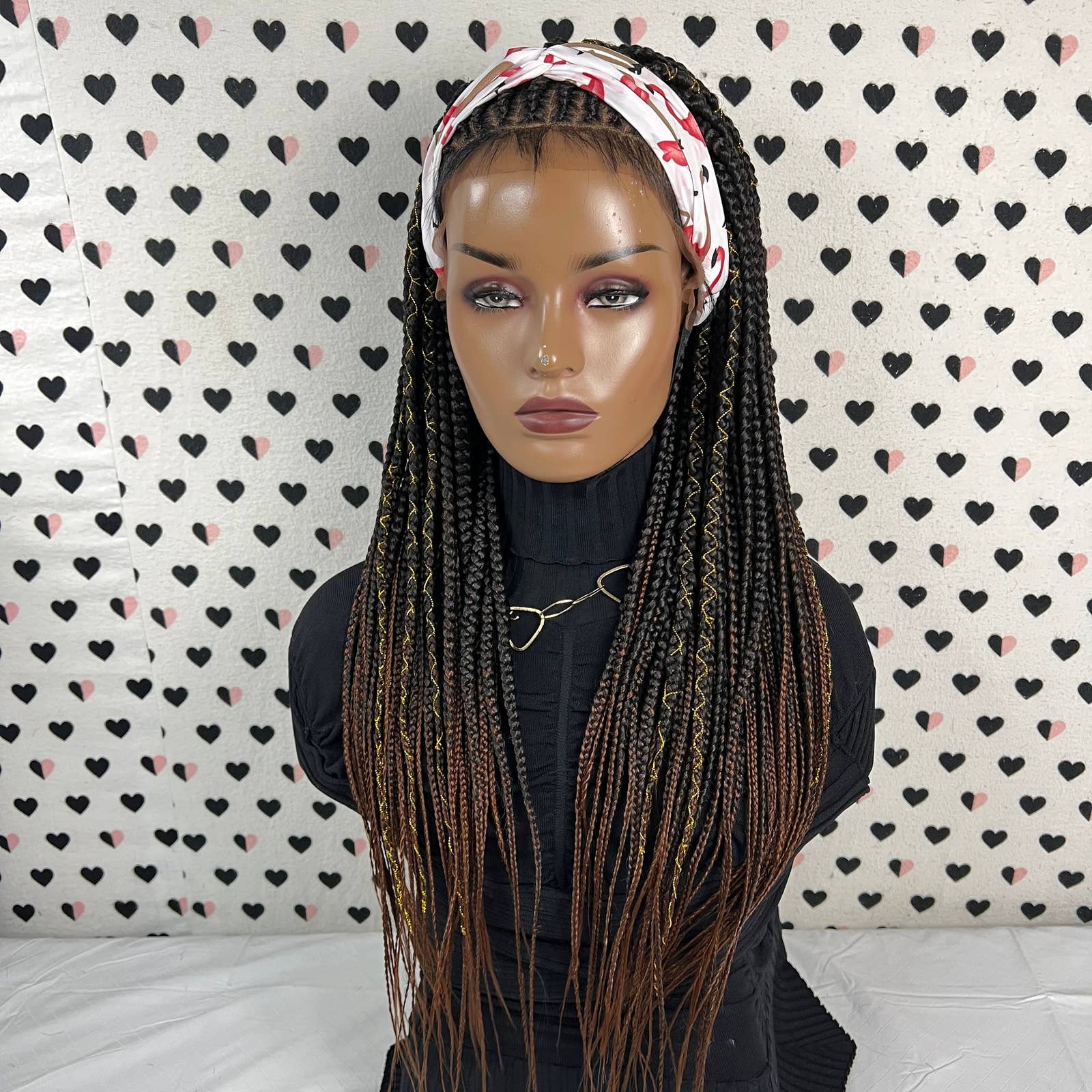 All Back Cornrows Braids Box Braided Lace Front Frontal Wigs For Black Women