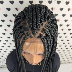 Las trenzas medias frontales de la caja del cordón 13x4 trenzaron las pelucas delanteras del cordón para las mujeres negras