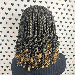 Peluca trenzada hecha a mano del frente del cordón de la trenza hecha a mano frontal del cordón 13x4 con los rizos 27 Ombre