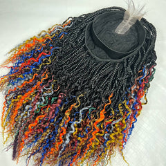 Multicolor Wavy Curls Curly Box Braids Braided Wig For Black Women Rainbow Color