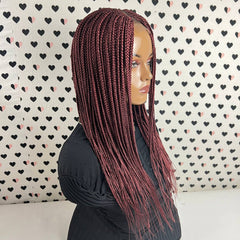Cornrow Wig Box Braid Braided Small Braids Lace Front Wig Color Burgundy Red