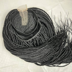 Short Box Braid Braided Wig Braids Lace Front wigs Color 1b Black 18 inches